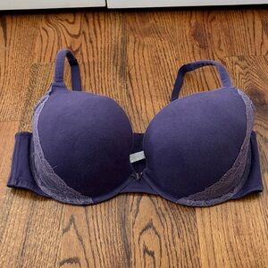 Cacique Cotton Boost Plunge purple bra size 42DDD